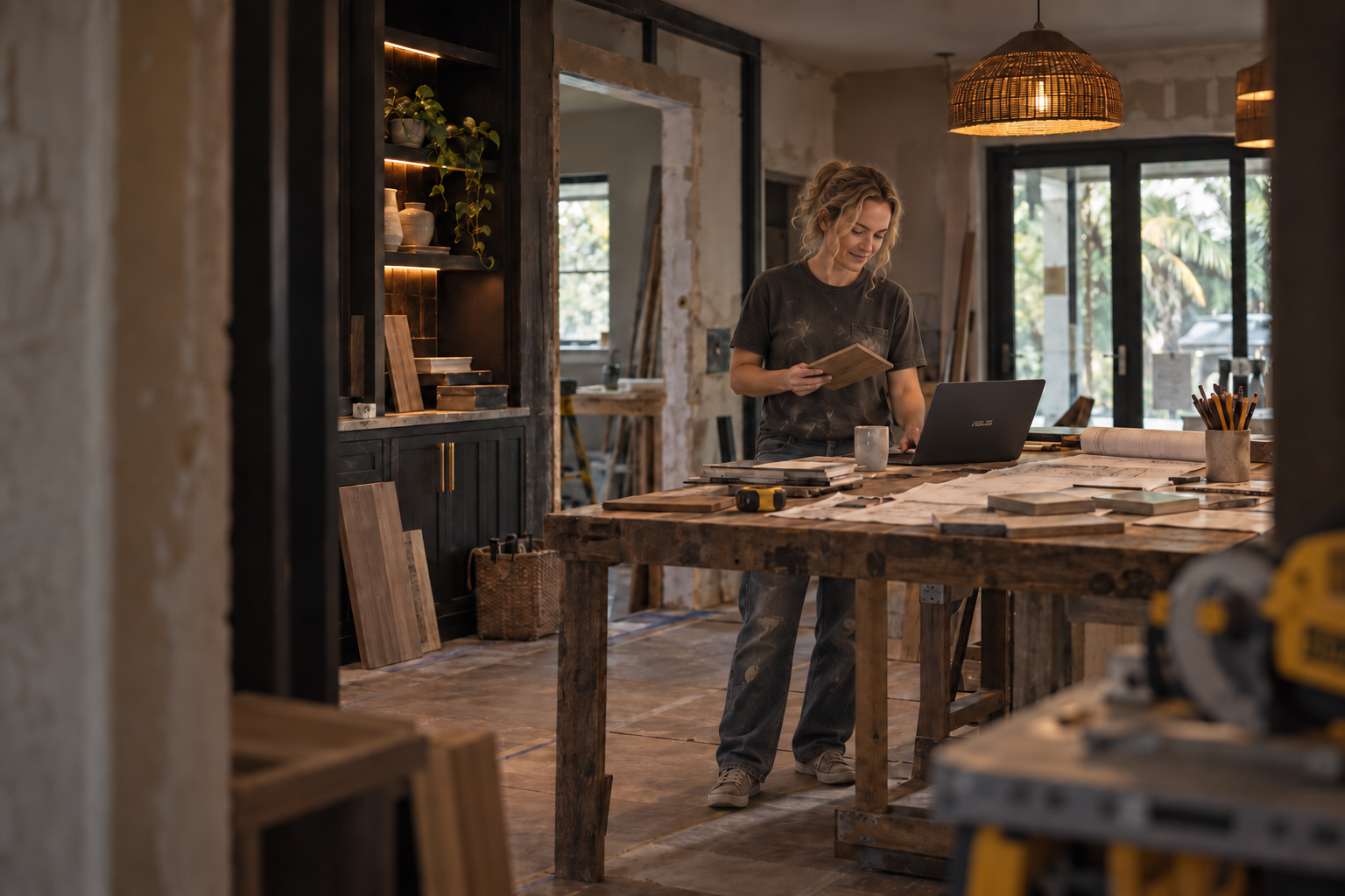 Whitney Faria designing at the Madeira Studios workshop